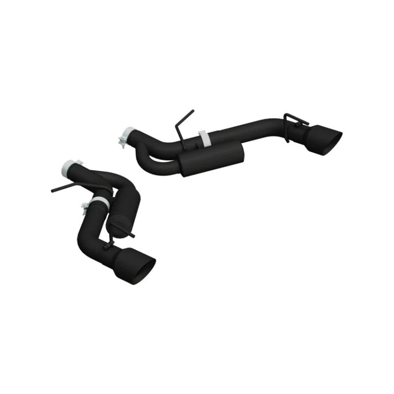 MBRP ARMOR BLK Series dual rear exit axle-back exhaust with 4.5-inch black tips for 2016-2024 Chevrolet Camaro.
