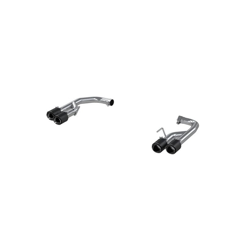 MBRP Armor Pro T304 stainless steel axle-back exhaust system with quad carbon fiber tips for 2018-2023 Ford Mustang 5.0L.