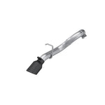 MBRP Armor Plus T409 stainless steel axle-back exhaust system with a 4-inch black dual-wall tip and turn-down exit