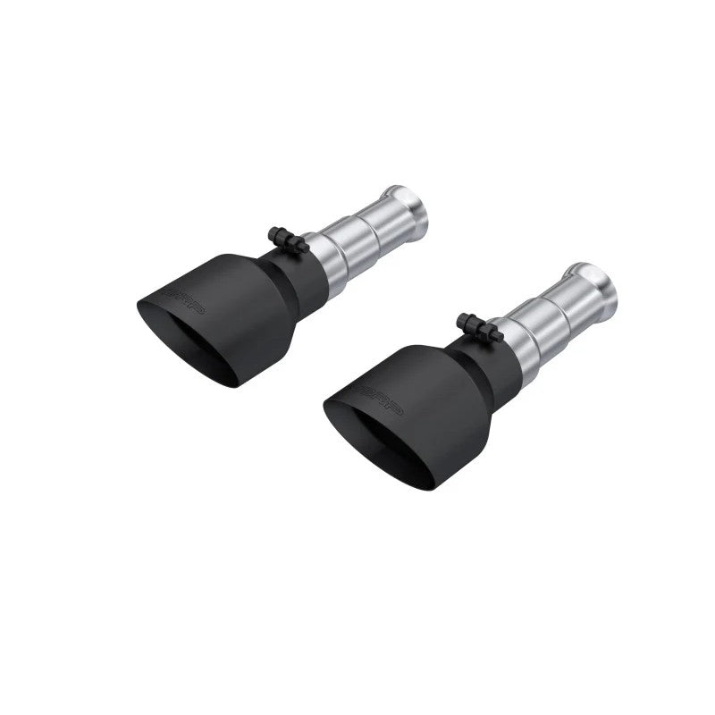 Pair of MBRP 5-inch black dual-walled angle-cut T304 stainless steel exhaust tips for 2009-2024 Dodge Ram 1500