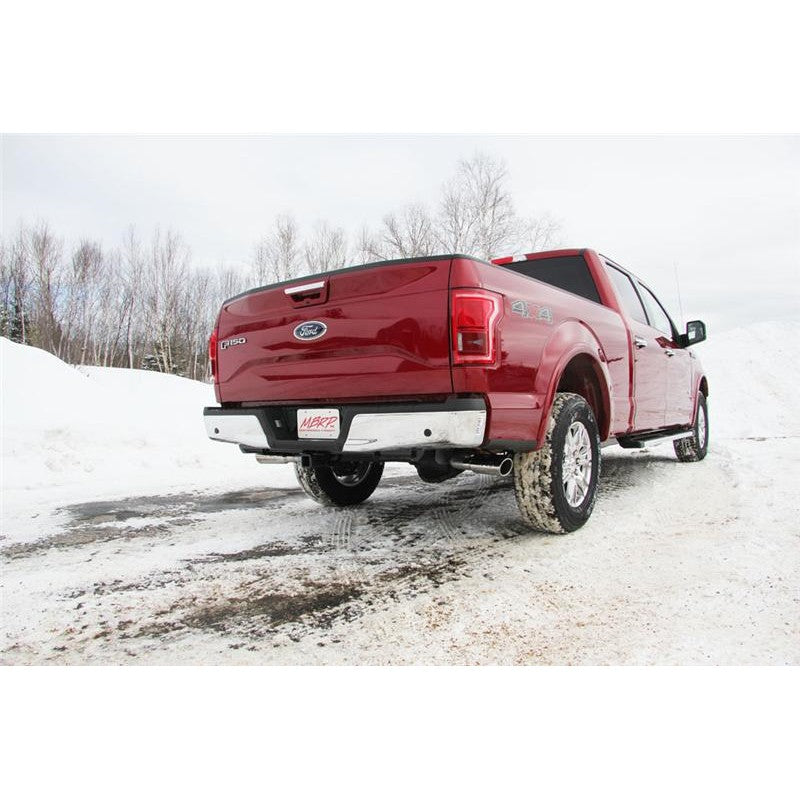 MBRP Armor Lite 3-inch aluminized steel cat-back exhaust system with dual split side exits and stainless steel tips.