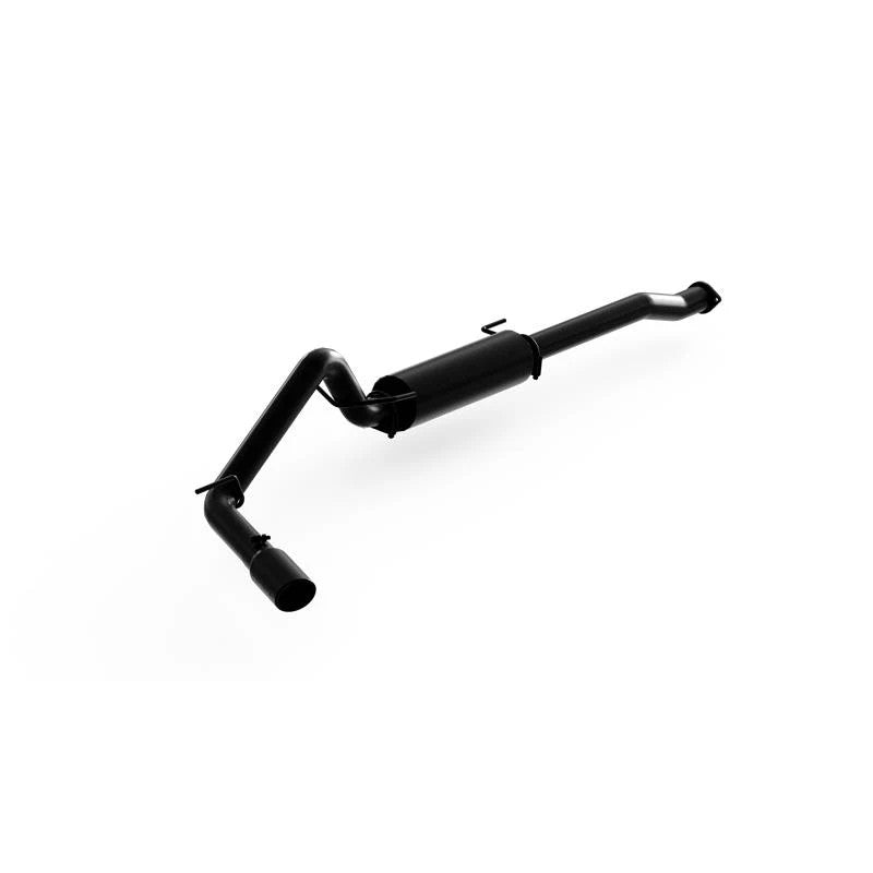 MBRP ARMOR BLK Series cat-back exhaust system with black powder-coated tailpipe and tip for 2016-2023 Toyota Tacoma.