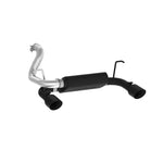MBRP ARMOR BLK Series dual rear exit axle-back exhaust with black powder-coated tips for 2018-2026 Jeep Wrangler JL.