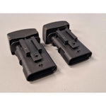 Pair of MBRP electronic valve simulators with factory-style plug-and-play harness connectors for C8 Corvette.