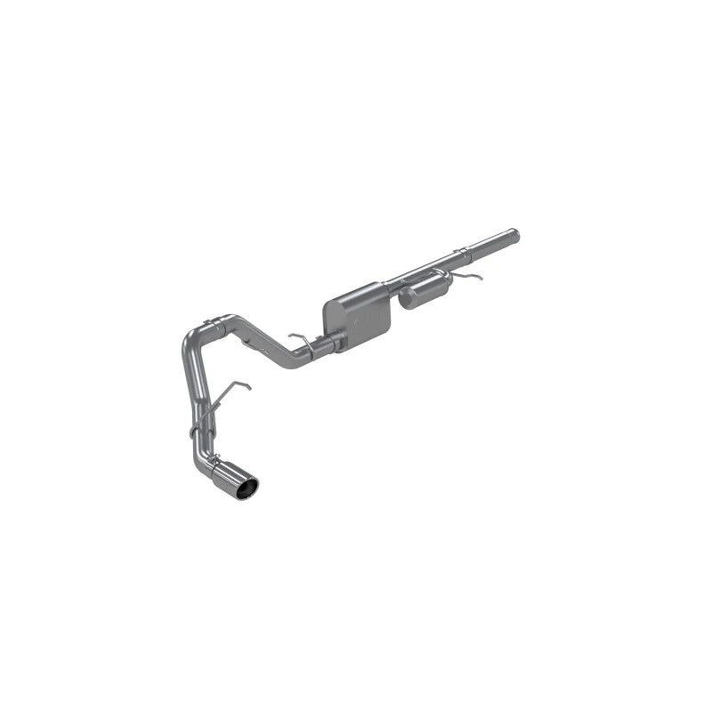 MBRP Armor Lite 3-inch aluminized steel cat-back exhaust system with mandrel-bent tubing and polished tip.