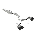 MBRP Armor Pro Series 3-inch T304 stainless steel cat-back exhaust with quad 4.5-inch carbon fiber tips and valve delete.