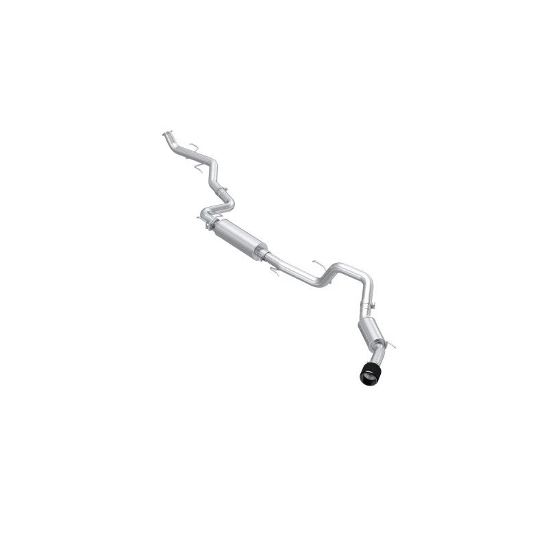 MBRP Armor Pro Series T304 stainless steel 3-inch cat-back exhaust with a 5-inch carbon fiber tip for Toyota Tacoma.