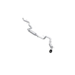 MBRP Armor Pro Series T304 stainless steel 3-inch cat-back exhaust with a 5-inch carbon fiber tip for Toyota Tacoma.