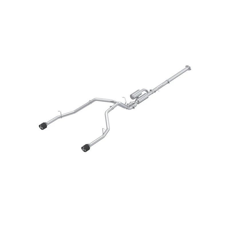 T304 stainless steel MBRP cat-back exhaust system with dual 5-inch carbon fiber tips for 2025-2026 Ram 1500