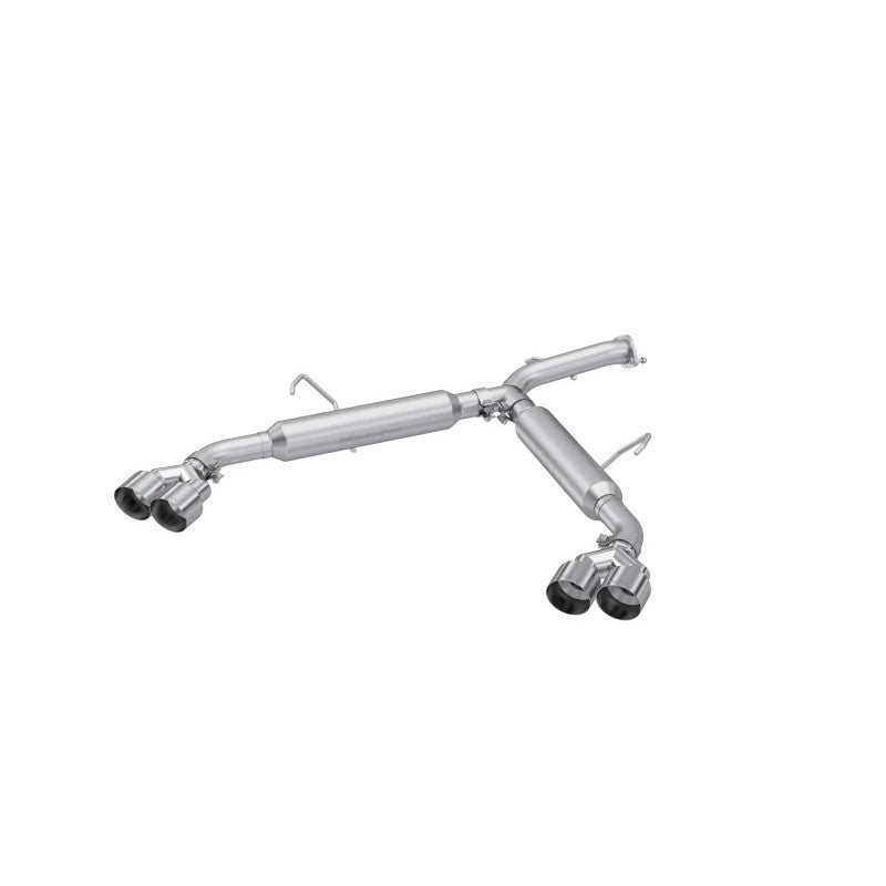MBRP Armor Lite 2.5-inch aluminized steel axle-back exhaust for Kia Forte GT with quad mirror-polished tips.