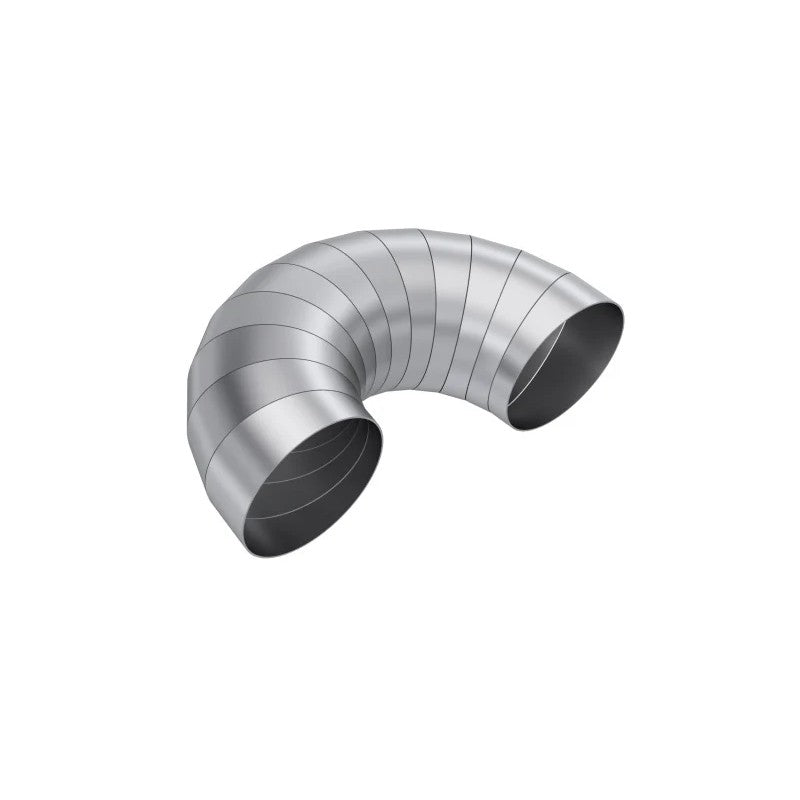 Twelve T304 stainless steel 5-inch diameter pie cut segments for custom exhaust fabrication.