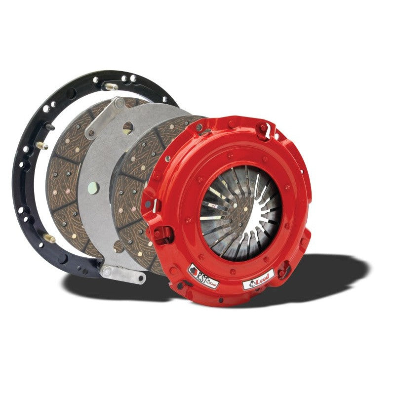 McLeod RST twin-disc clutch assembly with 1-1/16 inch 10-spline hub and 157-tooth flywheel compatibility.