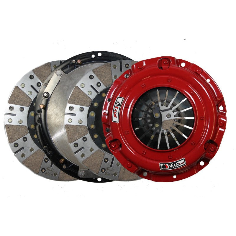 McLeod RXT HD Twin Disc Clutch with bronze ceramic facings and 8-bolt modular adapter ring for Ford Mustang 5.0L.
