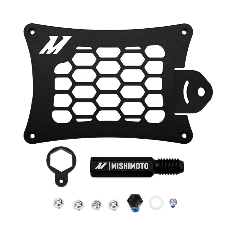 Mishimoto black anodized 6061-aluminum tow hook license plate relocation bracket for BMW F80 M3 and F82 M4