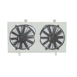 Mishimoto silver aluminum fan shroud with dual 12-inch electric fans for 1989-1994 Nissan 240SX