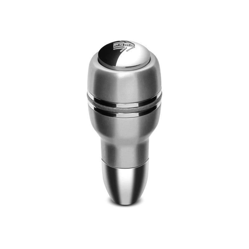 Momo Automatico shift knob featuring a machined aluminum body and a polished chrome top insert.