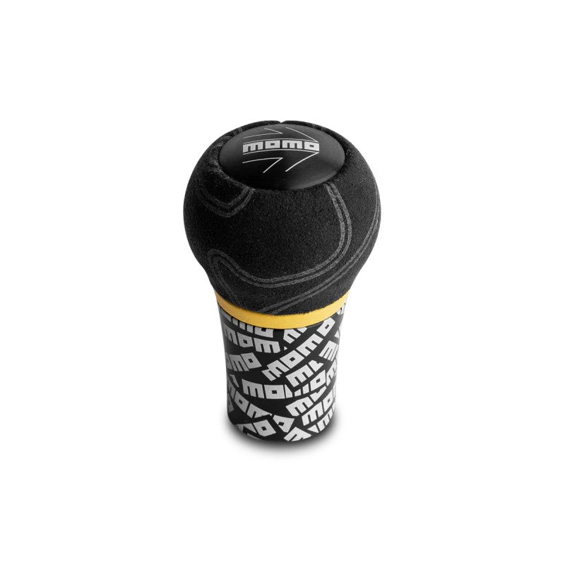 Momo Ultra Series manual shift knob in black with laser-etched branding and ergonomic grip.