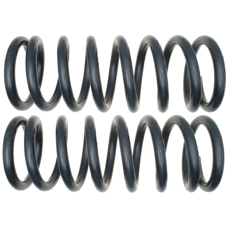 Pair of Moog black steel replacement rear coil springs for Nissan Armada and Pathfinder Armada.