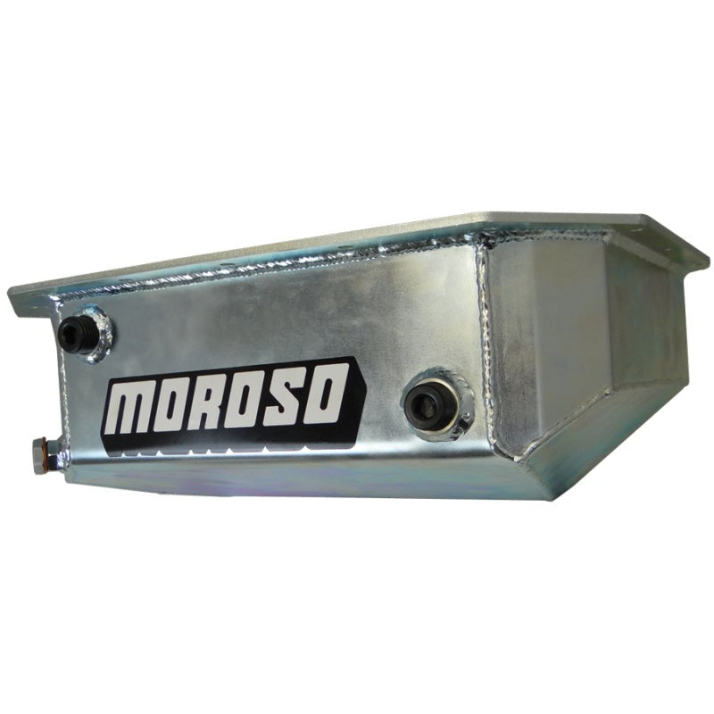 Moroso 20919 notched steel road race baffled oil pan for Honda and Acura K-Series engines.