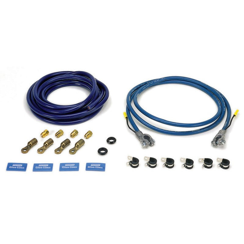 Moroso 74055 battery cable installation kit with heavy-duty terminals and mounting hardware.