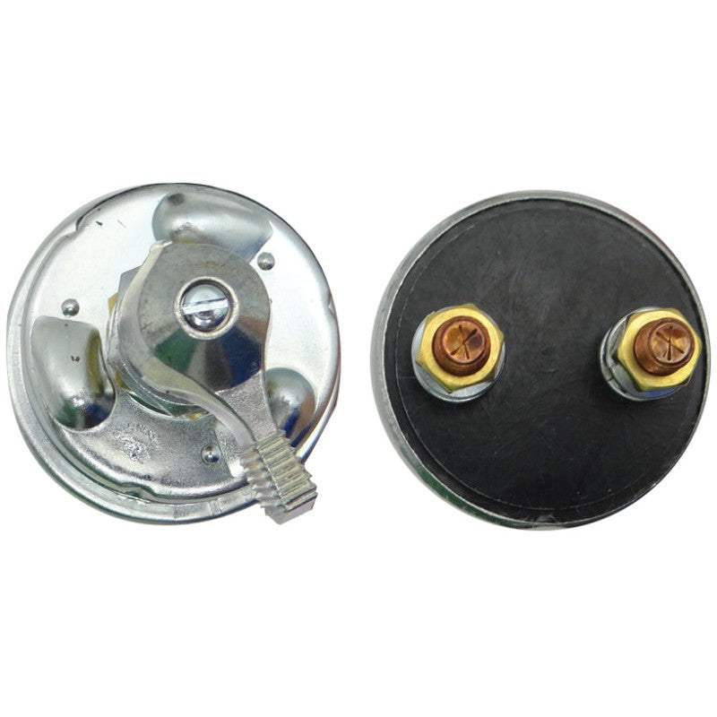 Moroso 74101 battery disconnect switch featuring four copper terminals and a red manual T-handle for alternator-equipped cars.