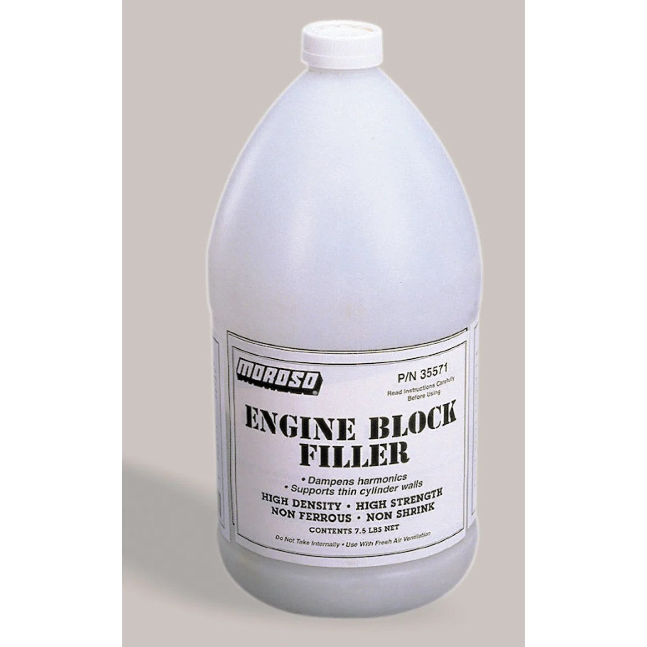 One gallon container of Moroso engine block filler for cylinder wall reinforcement