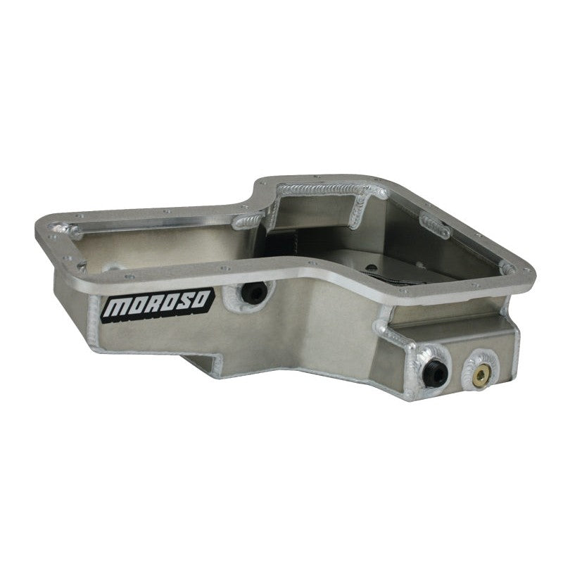 Moroso 20970 fabricated aluminum road race oil pan with internal baffling for Toyota 1ZZ and 2ZZ engines.