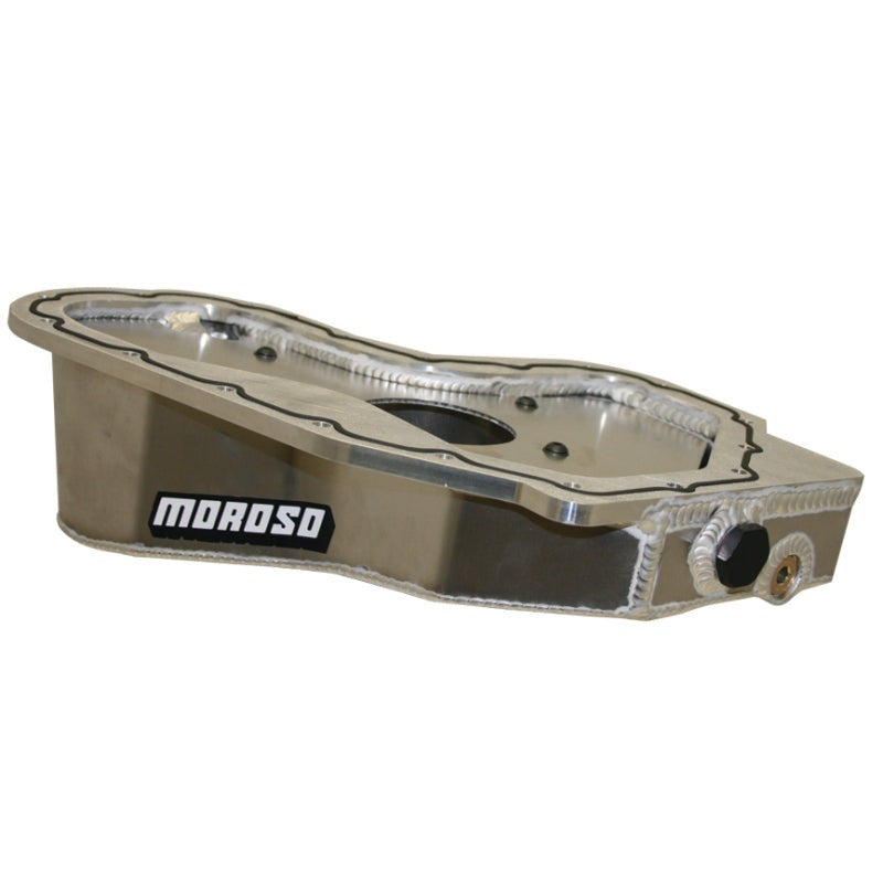 Fabricated aluminum road race oil pan with internal baffling and mounting hardware for Toyota 2GR-FE engines.