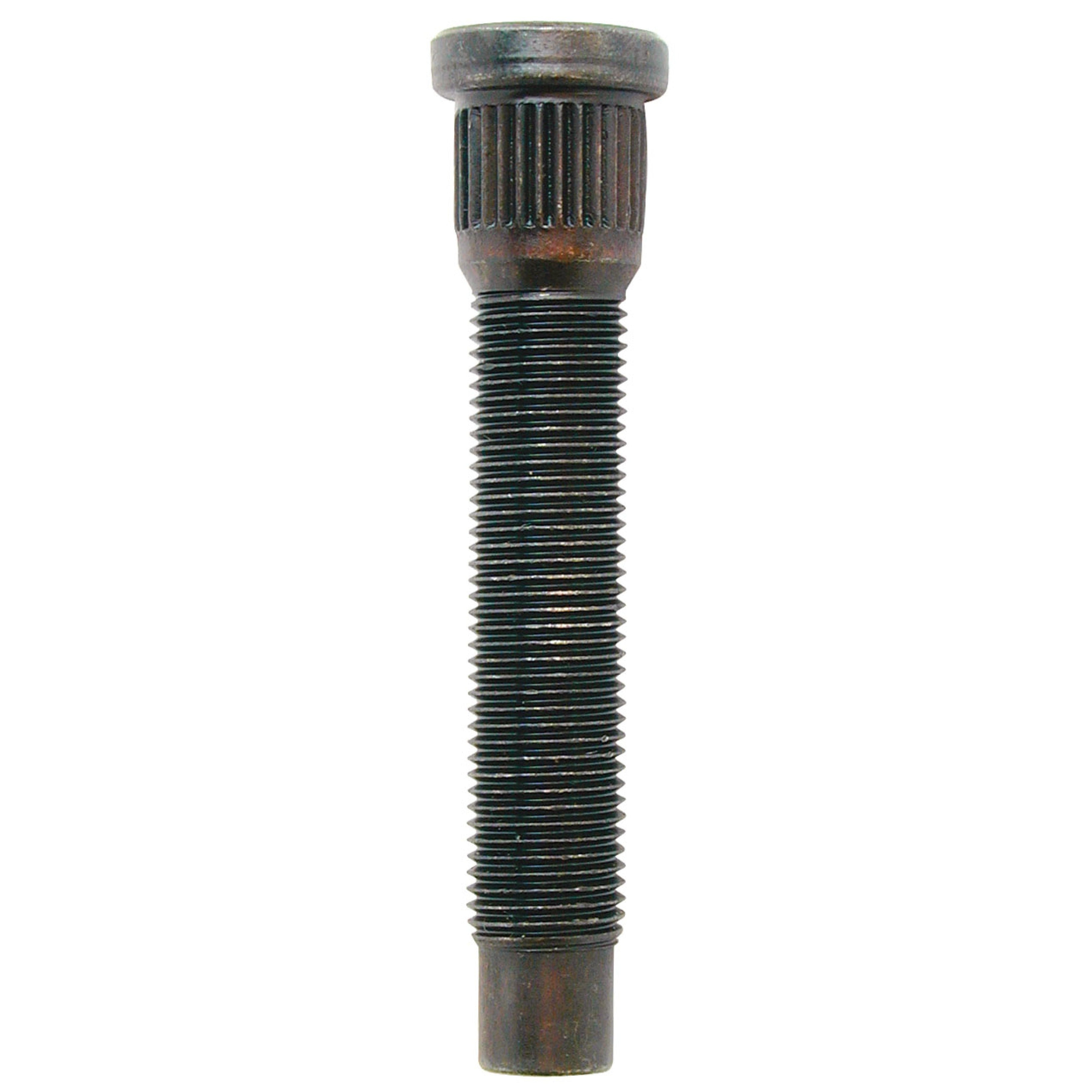 Set of five silver Moroso press-in wheel studs with 1/2-20 threading and 3-inch overall length.