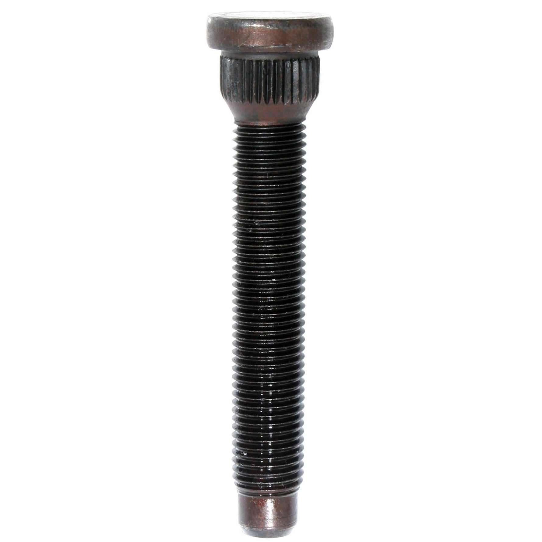 Five silver zinc-plated Moroso press-in wheel studs with 7/16-20 threads and knurled bases.
