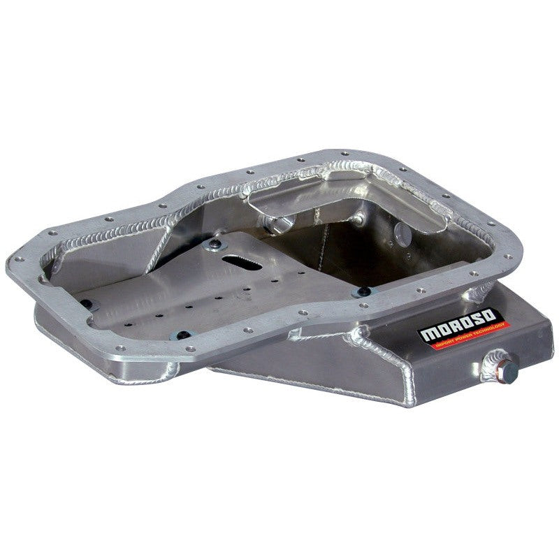 Moroso 20935 road race baffled aluminum wet sump oil pan for Toyota 3SGT and 5SFE engines.