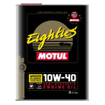 Case of ten 2-liter cans of Motul Classic Eighties 10W-40 semi-synthetic engine oil