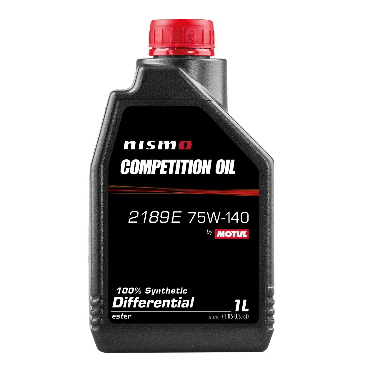One liter bottle of Motul Nismo Competition 2189E 75W140 100% synthetic differential oil.