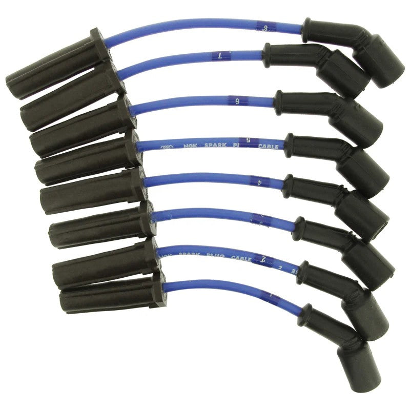 NGK 51440 spark plug wire set with high-temperature silicone boots and stainless steel terminals.