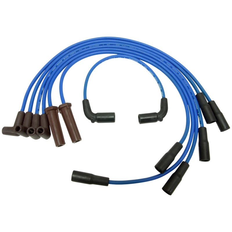 NGK 51003 ignition spark plug wire set featuring black silicone jackets and protective boots.