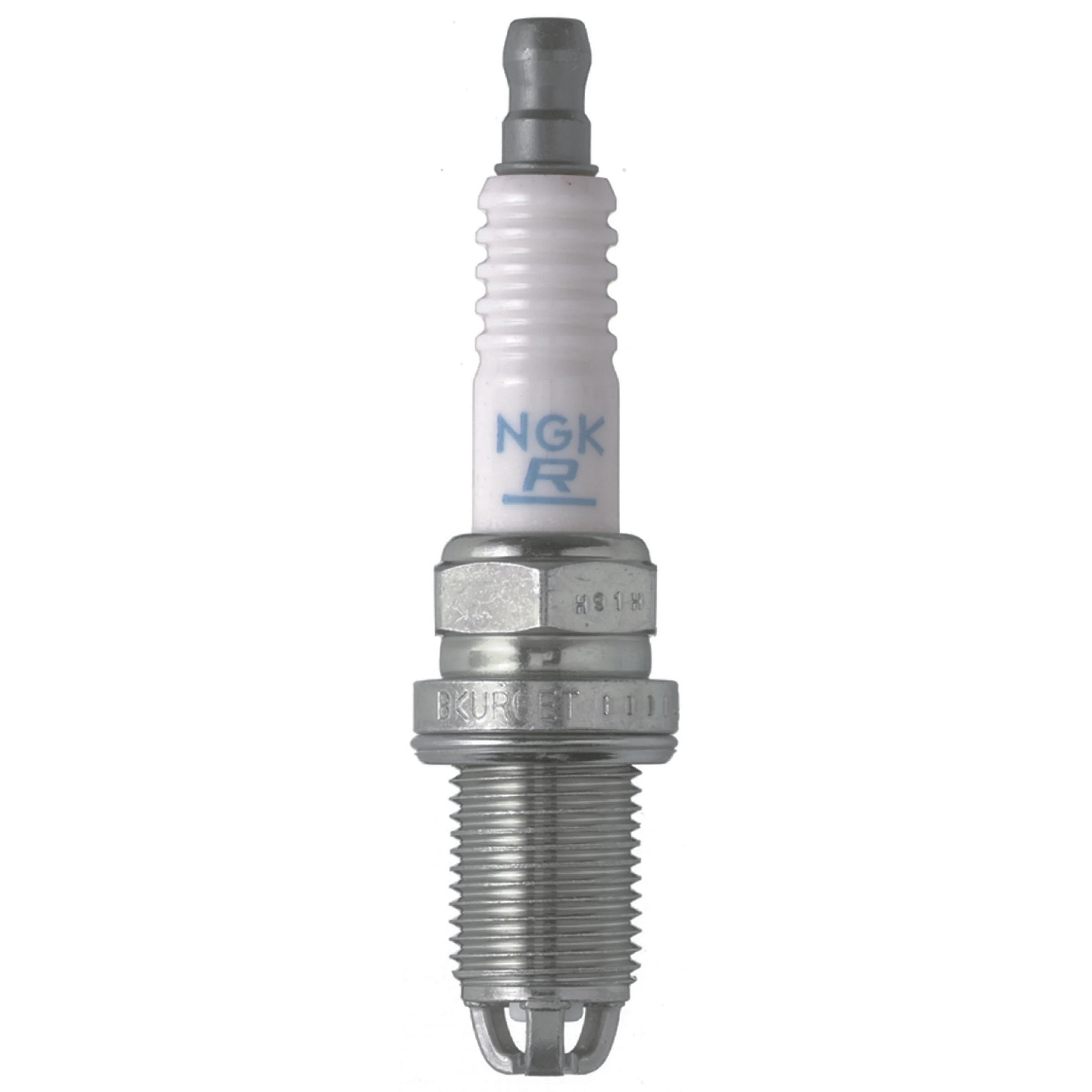 Set of 4 NGK BKUR6ET-10 Standard spark plugs with white alumina silicate ceramic insulators and copper cores.
