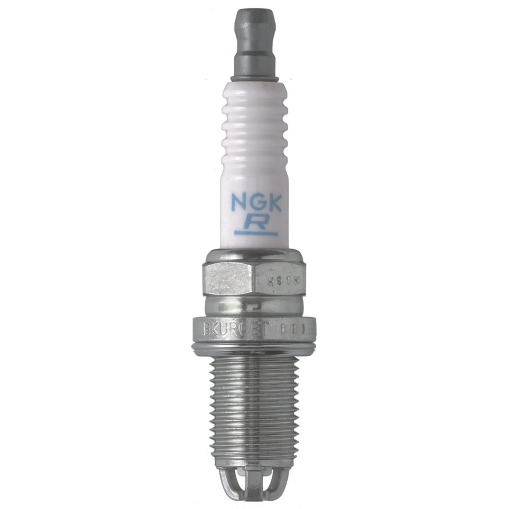 Set of 4 NGK BKUR6ET-10 Standard spark plugs with white alumina silicate ceramic insulators and copper cores.