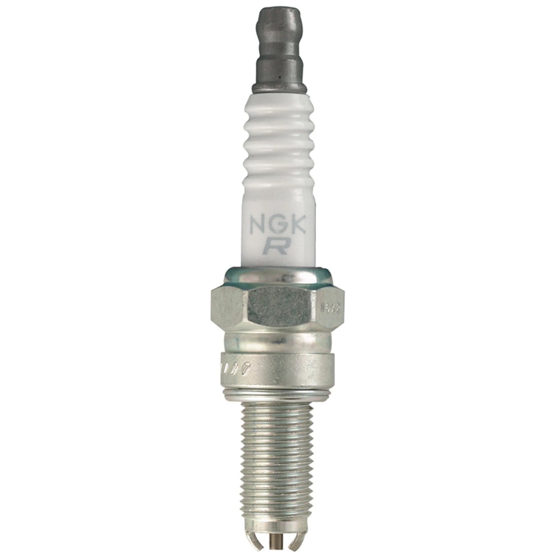 NGK CR9EKB multi-ground spark plug featuring two ground electrodes and a white ceramic insulator with corrugated ribs.