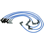 NGK 52014 spark plug wire set with blue high-temp silicone jackets and sealed ignition boots.