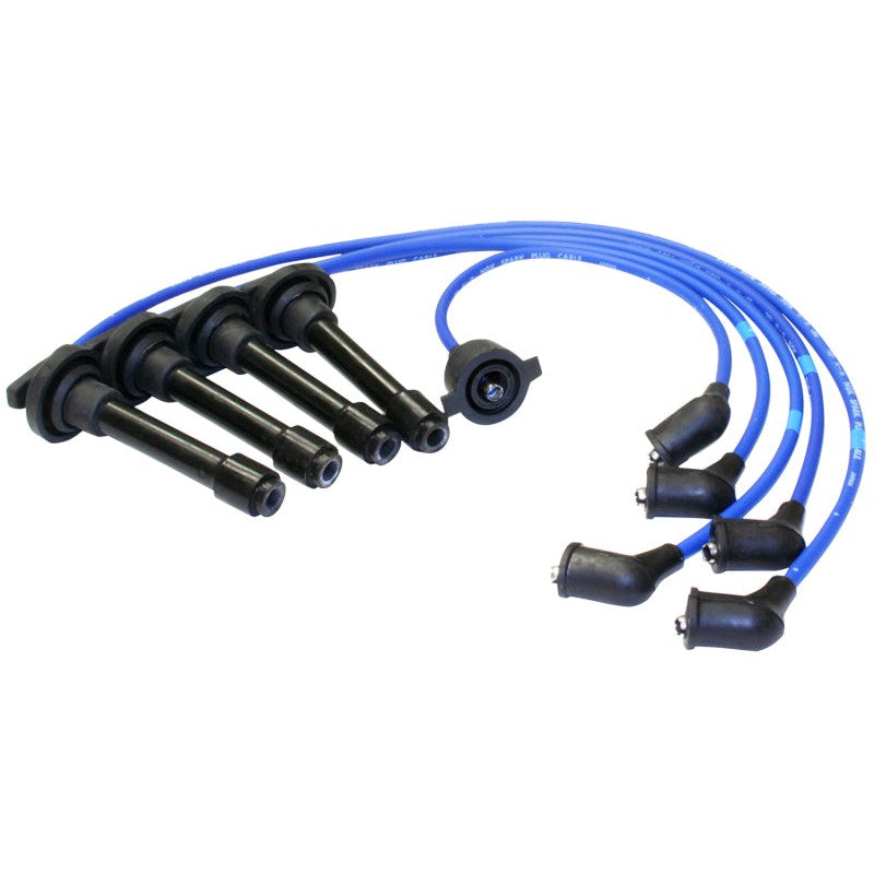 NGK 9578 blue ignition spark plug wire set with black rubber boots for Honda Accord and Prelude.