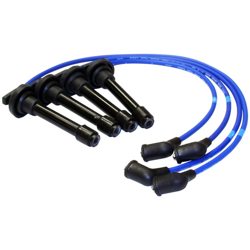 NGK 9988 spark plug wire set with blue cables and insulated boots for 1988-1991 Honda Civic and CRX.
