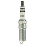 NGK Iridium IX LTR6IX-11 spark plug showing the fine wire iridium tip and trivalent plated metal shell.