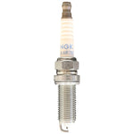 Set of four NGK Laser Iridium spark plugs (ILKAR7B11) with iridium-tipped center electrodes and platinum ground pads.