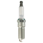 Set of four NGK Laser Iridium ILTR5E11 spark plugs showing iridium-tipped electrodes and trivalent metal plating.