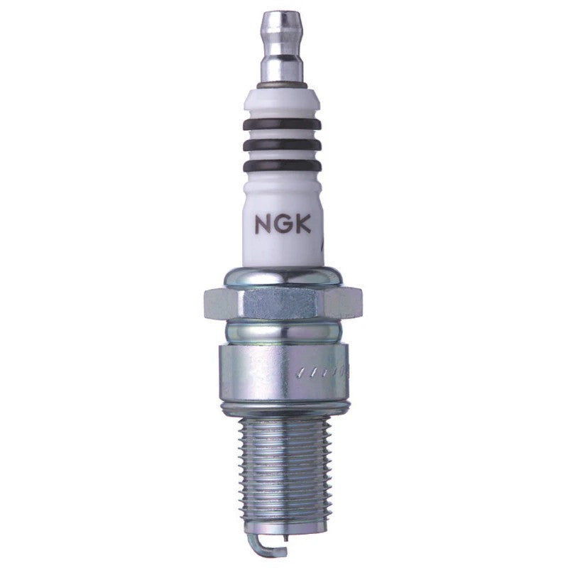 Set of four NGK Iridium IX BR8EIX spark plugs featuring the fine wire iridium tip and trivalent metal plating.
