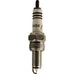 NGK Iridium IX CPR8EAIX-9 spark plug showing the fine wire iridium center electrode and tapered ground electrode.