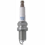 Set of four NGK IFR8H11 Laser Iridium spark plugs with white ceramic insulators and trivalent metal plated threads.