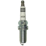 Set of 4 NGK Iridium IX spark plugs (LFR5AIX-11) showing the fine wire electrode and trivalent metal plating.