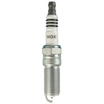 Set of 4 NGK Iridium IX LTR7IX-11 spark plugs showing fine wire center electrode and trivalent metal plating.