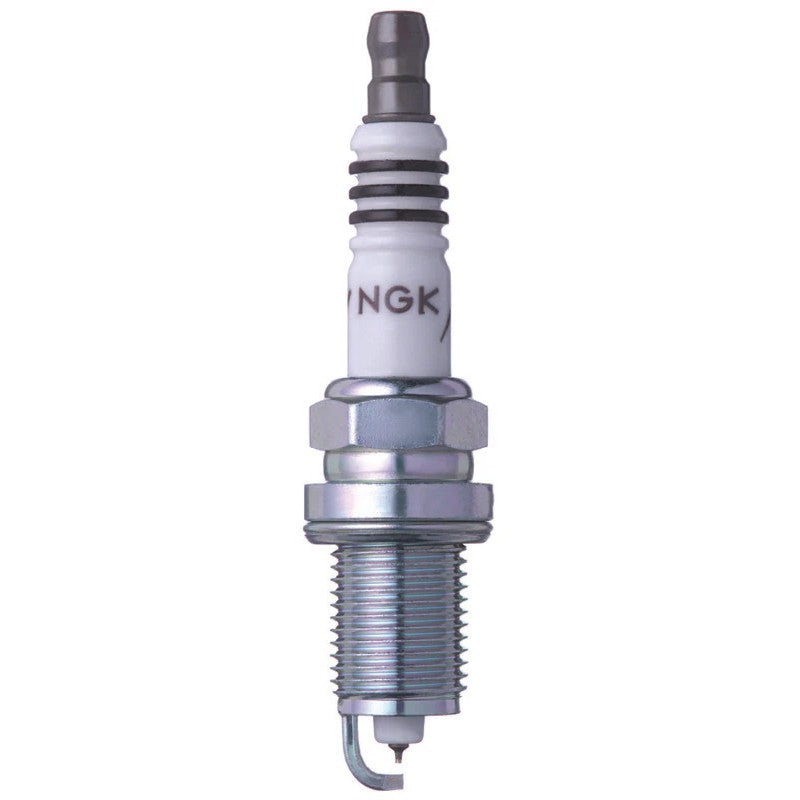 Set of 4 NGK ZFR5FIX-11 Iridium IX spark plugs with fine wire center electrodes and tapered ground electrodes.